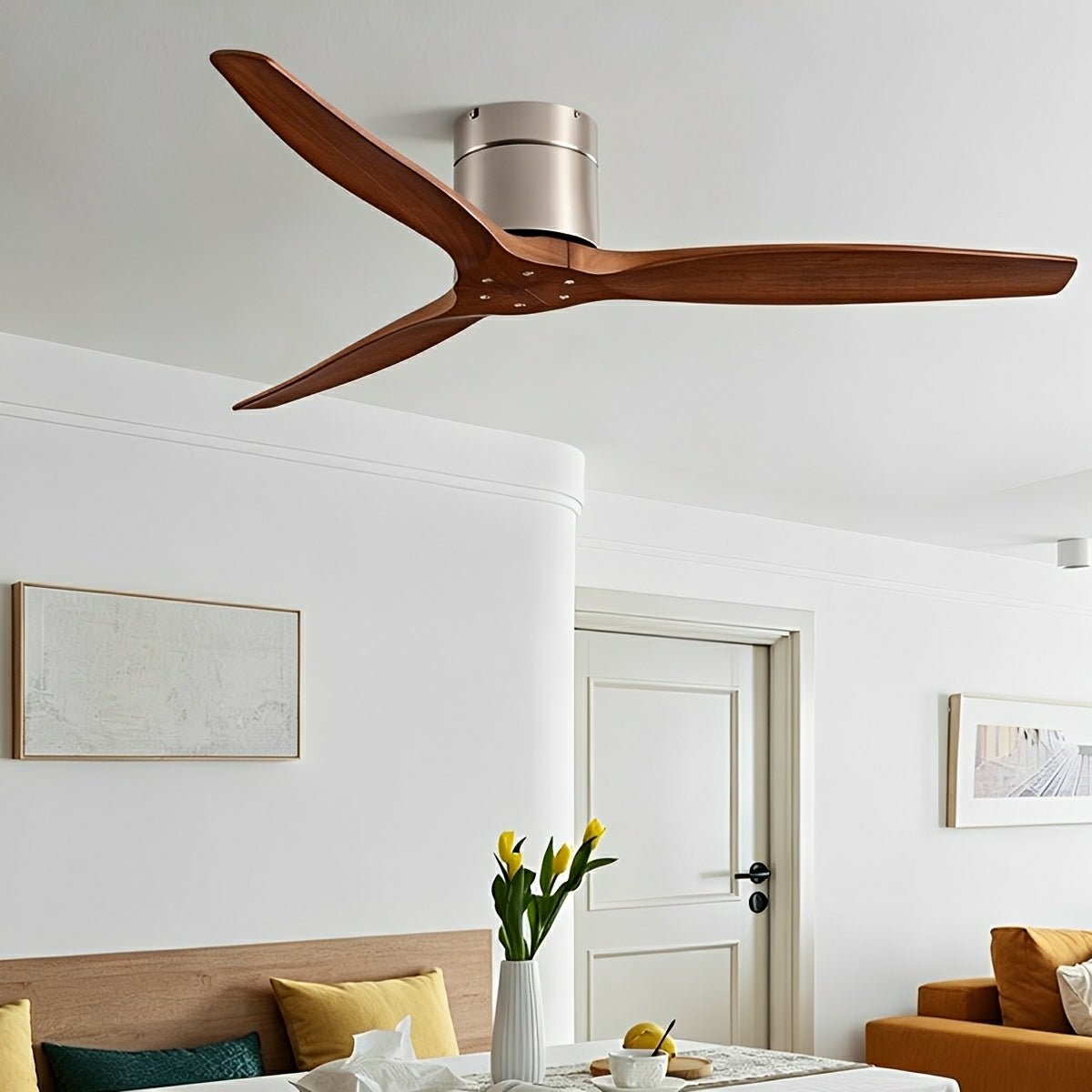 Plafondventilator met Houten Bladen en DC Motor 42 52 60 inch Fluisterstil voor Woonkamer Slaapkamer | Sulvida