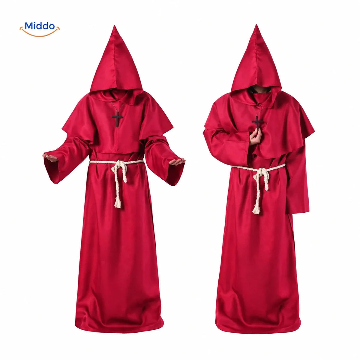 Middeleeuws Monniken Kostuum Halloween Verkleedkleding met Capuchon Volwassenen Carnaval Feest Outfit | Sulvida