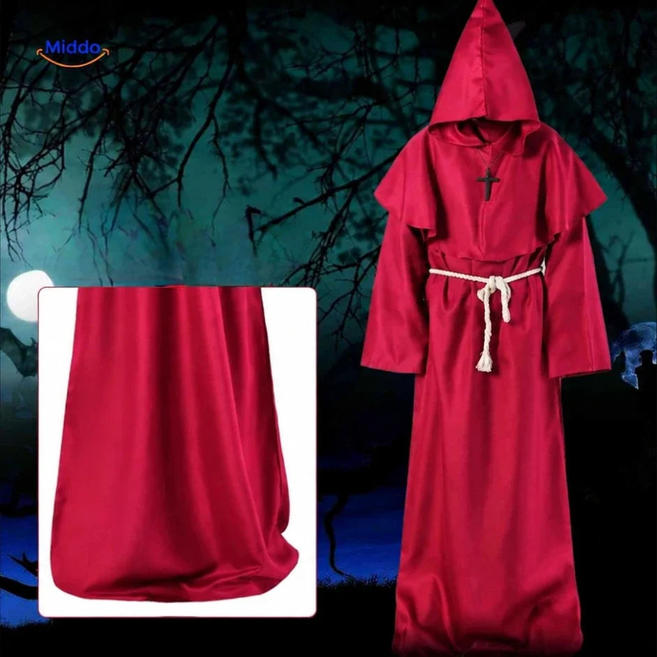 Middeleeuws Monniken Kostuum Halloween Verkleedkleding met Capuchon Volwassenen Carnaval Feest Outfit | Sulvida
