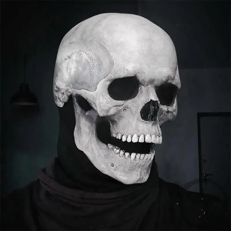 Schedel masker met beweegbare kaak volwassenen verkleedmasker Halloween horror hoofdbedekking themafeest | Sulvida