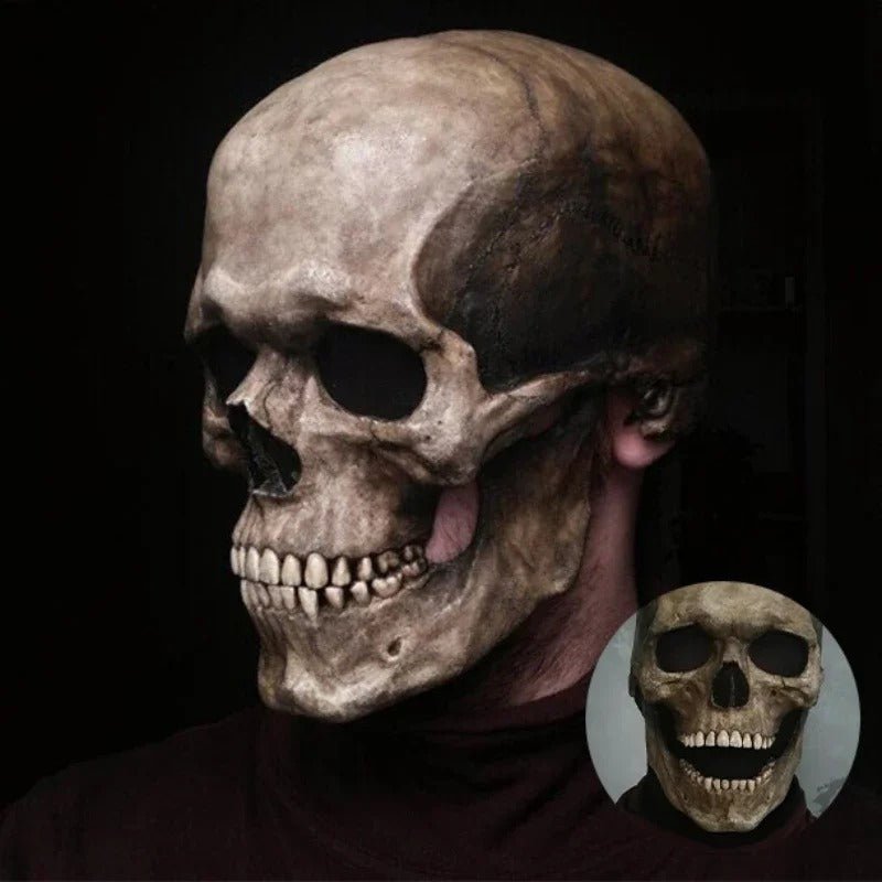 Schedel masker met beweegbare kaak volwassenen verkleedmasker Halloween horror hoofdbedekking themafeest | Sulvida
