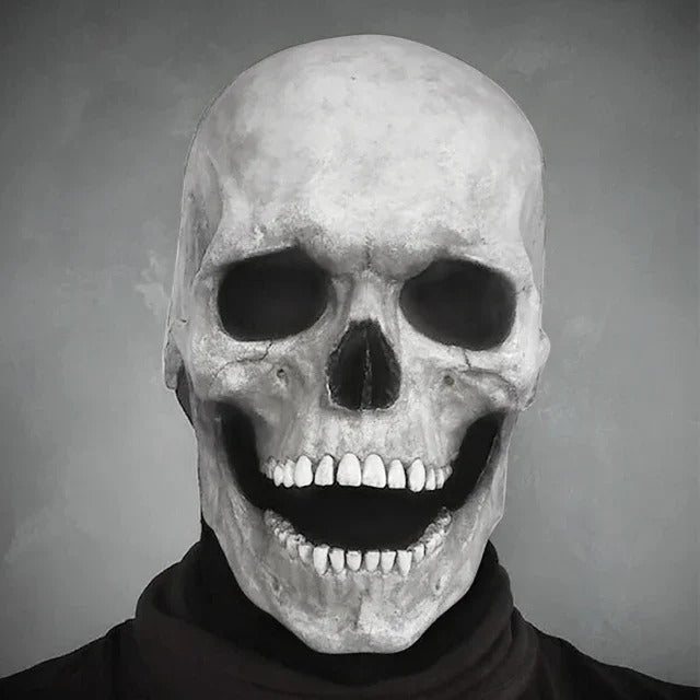 Schedel masker met beweegbare kaak volwassenen verkleedmasker Halloween horror hoofdbedekking themafeest | Sulvida