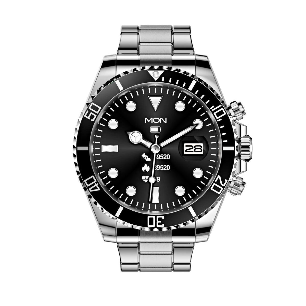 Smartwatch met Bluetooth gespreksfunctie draaibare bezel stalen band multifunctioneel sporthorloge fitness tracker | Sulvida