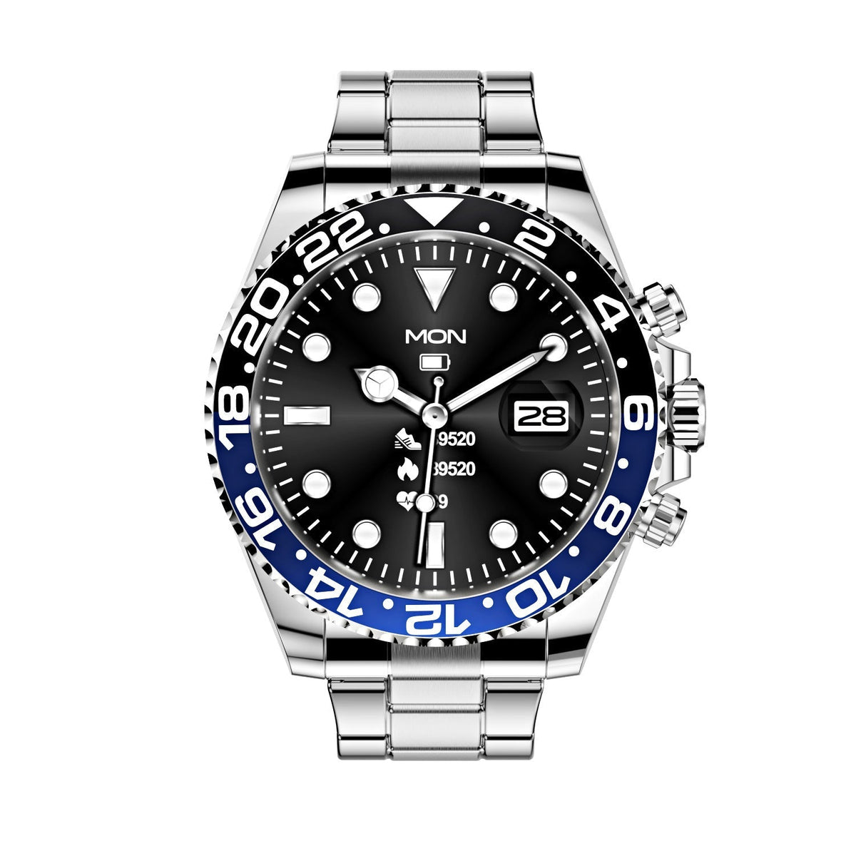 Smartwatch met Bluetooth gespreksfunctie draaibare bezel stalen band multifunctioneel sporthorloge fitness tracker | Sulvida
