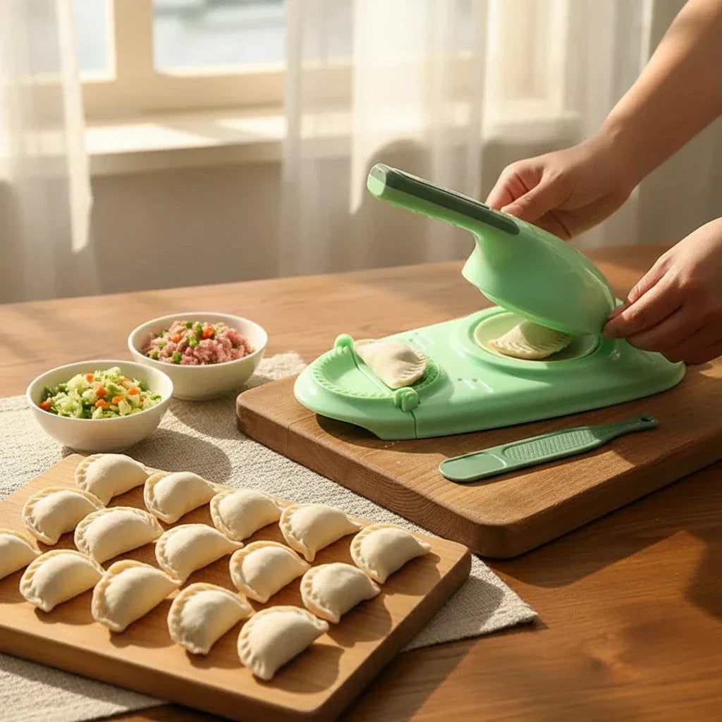 Deegpersvormen Set 2-in-1 voor Ravioli Pierogi en Dumplings Pasta Keukengerei met Vormen en Afsluiten RVS | Sulvida