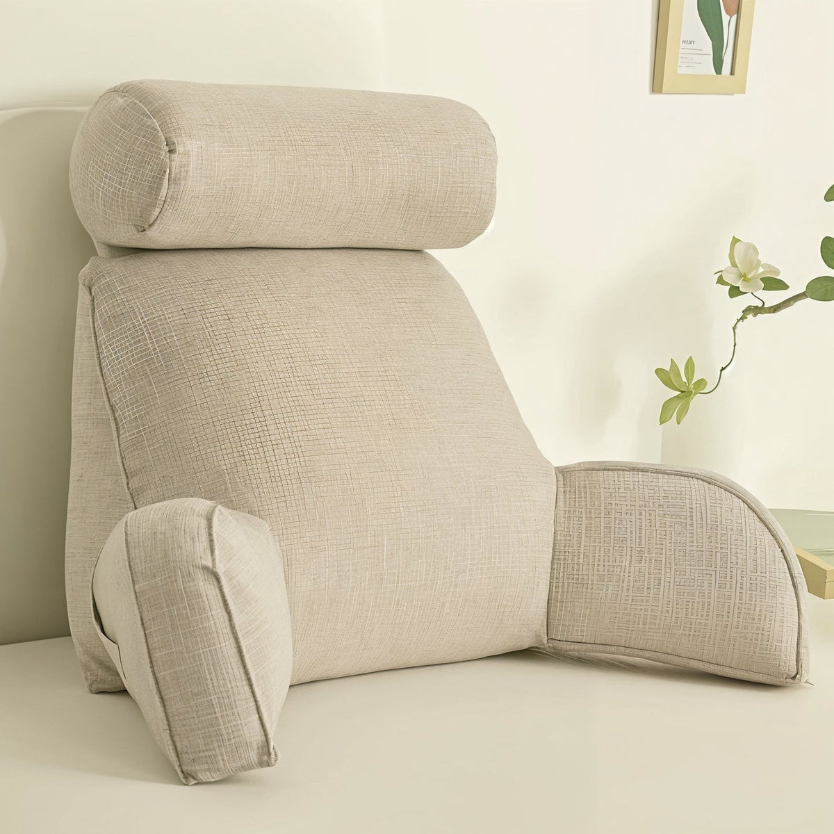 Ergonomisch Leeskussen met Verstelbaar Hoofdsteun en Handige Zijzak voor Optimaal Comfort in Bed en op de Bank | Sulvida