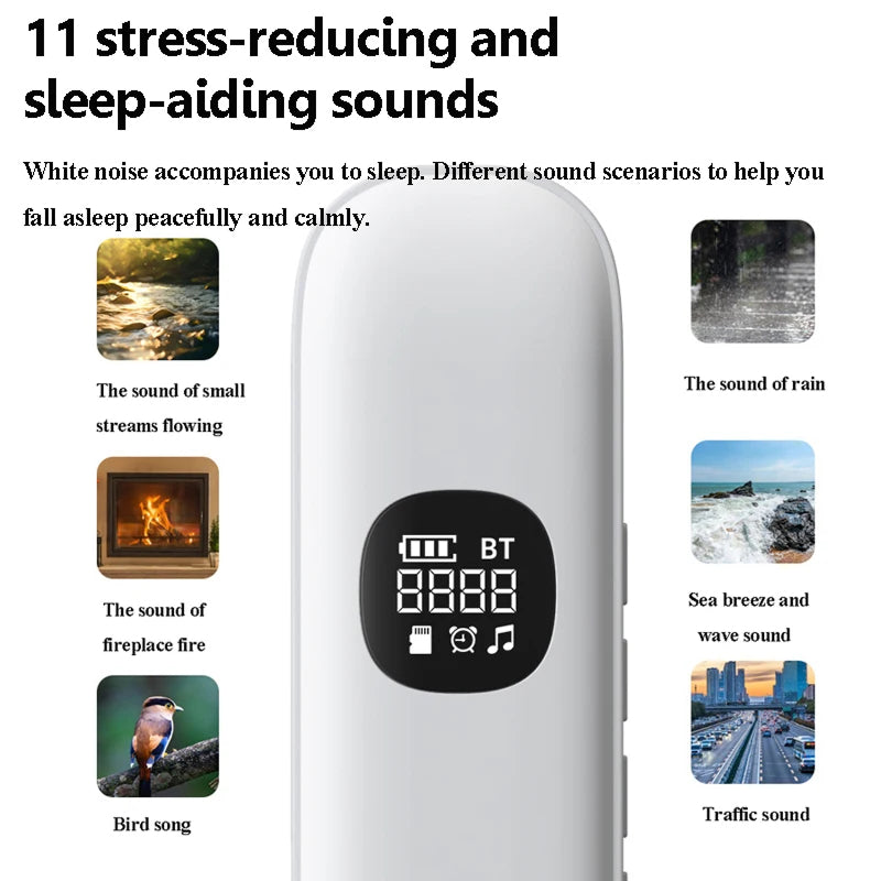 Enceinte de sommeil à vibrations osseuses, Bluetooth 5.4, minuterie, sons de la nature, rechargeable par USB-C, aide au sommeil à poser sur la table de nuit | Sulvida