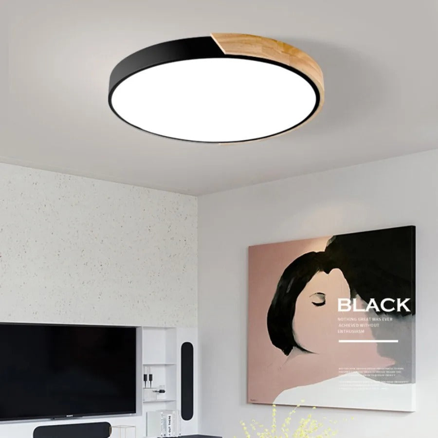 Scandinavische Plafondlamp Hout Ø23cm en Ø30cm Macaron Vorm Slaapkamer Balkon Studeerkamer LED Verlichting | Sulvida