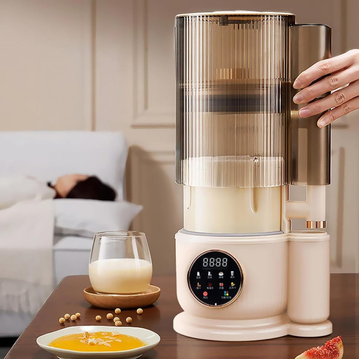 Appareil à lait végétal pour préparer du lait frais d’amande, de soja et d’avoine, avec 8 programmes automatiques et fonction chauffante | Sulvida
