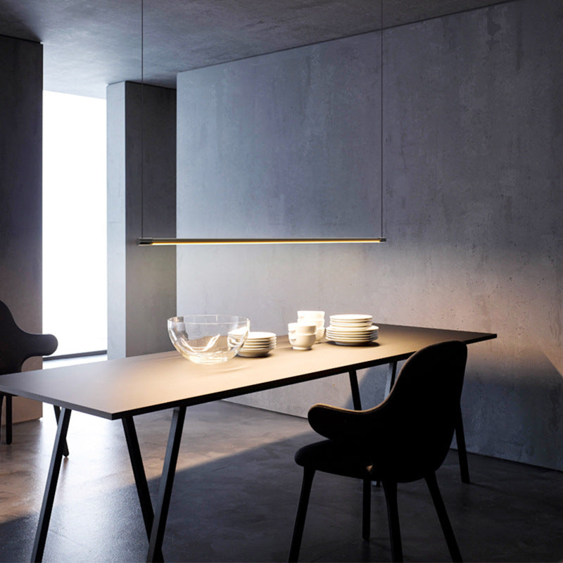 Lineaire Hanglamp Zwart Metaal Acryl LED voor Eetkamer Woonkamer Slaapkamer Dimbaar Modern Strak Design | Sulvida
