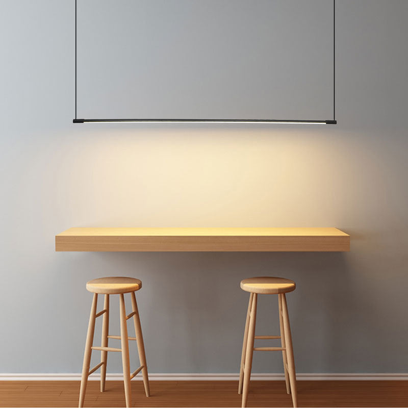 Lineaire Hanglamp Zwart Metaal Acryl LED voor Eetkamer Woonkamer Slaapkamer Dimbaar Modern Strak Design | Sulvida