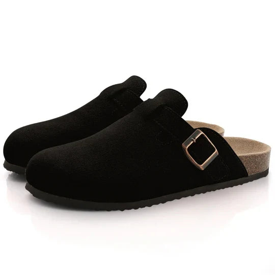 Dames Comfortslippers Suède met Kurk Voetbed Orthopedisch Verstelbaar Zomer Sandalen Beige Zwart Bruin | Sulvida