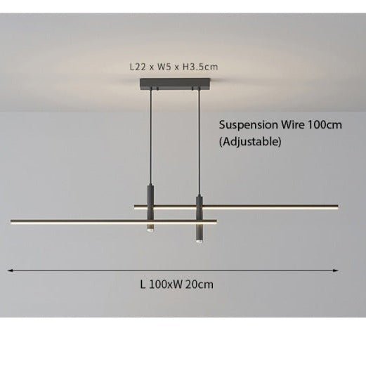Lineaire LED hanglamp aluminium verstelbaar zwart voor eettafel keukeneiland kantoor dimbaar warm wit 3000K | Sulvida