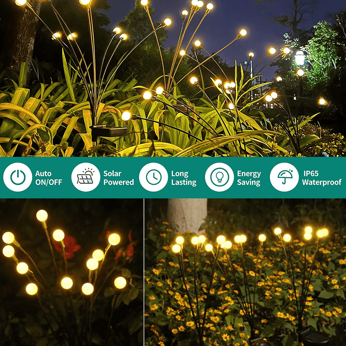 Zonne-energie tuinverlichting met gloeilampeffect voor bloembedden paden terras waterdicht IP65 decoratief LED | Sulvida