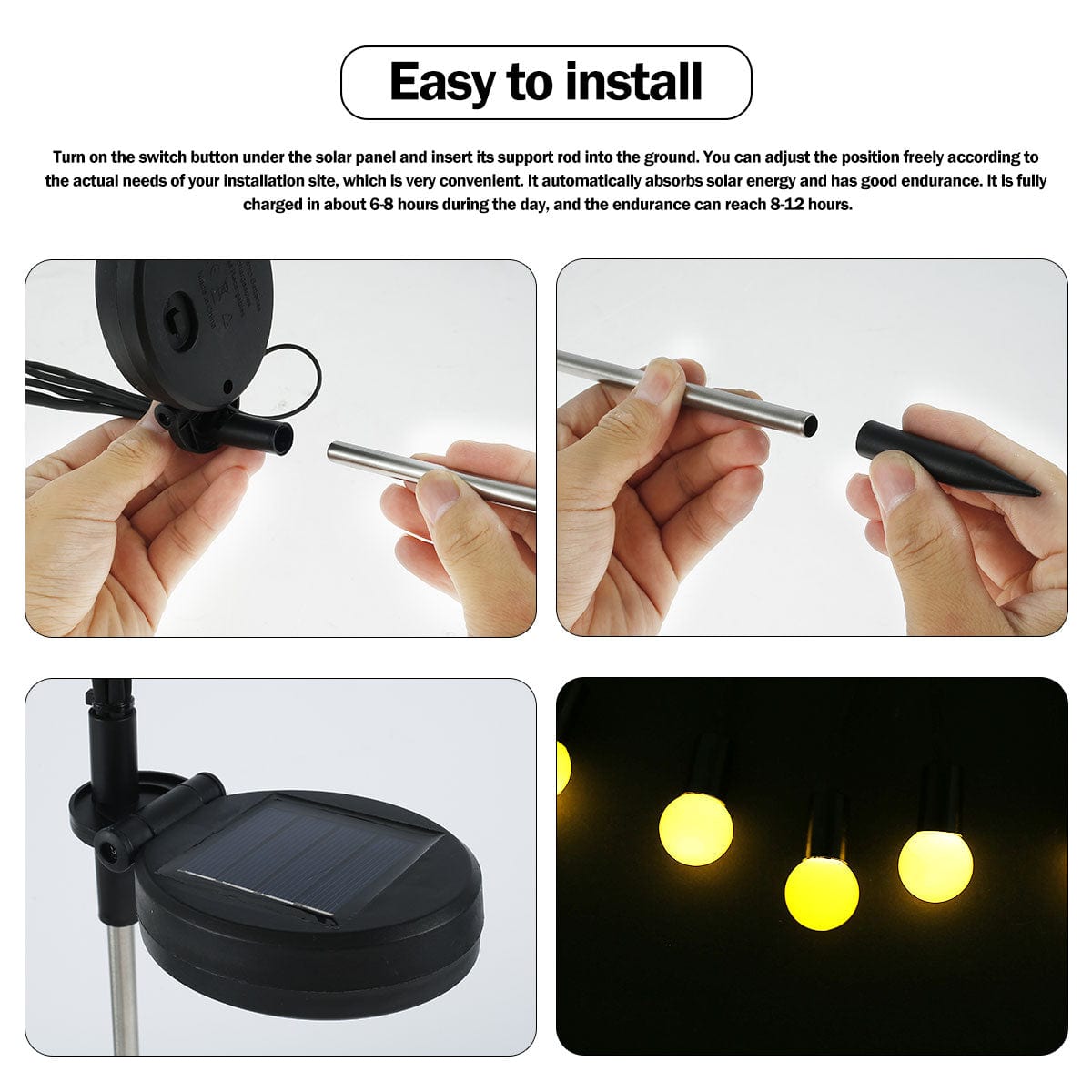 Zonne-energie tuinverlichting met gloeilampeffect voor bloembedden paden terras waterdicht IP65 decoratief LED | Sulvida
