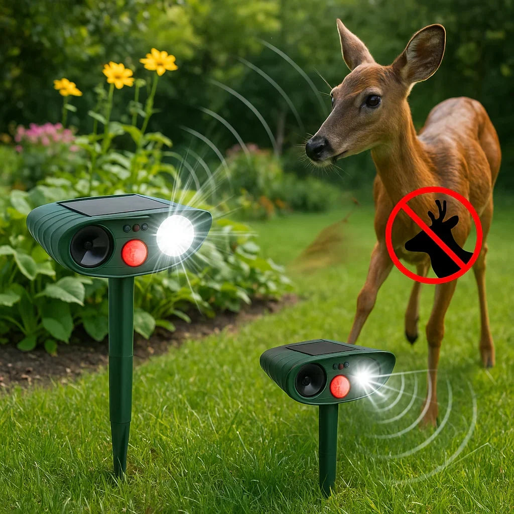 Ultrasone Hertenafweer op Zonne-Energie voor Tuin met Bewegingssensor Dierverjager 2425sqft Bescherming | Sulvida