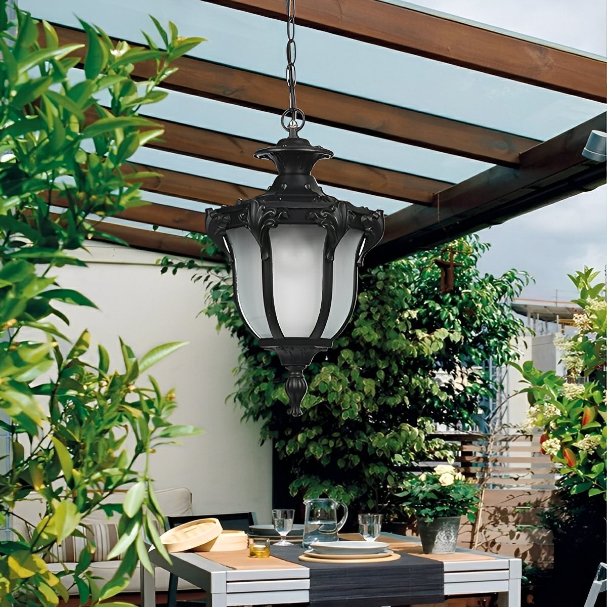 Hanglamp Buiten Glas Waterbestendig LED Vintage Landelijke Stijl Tuin Terras Veranda Balkon Sfeerverlichting | Sulvida