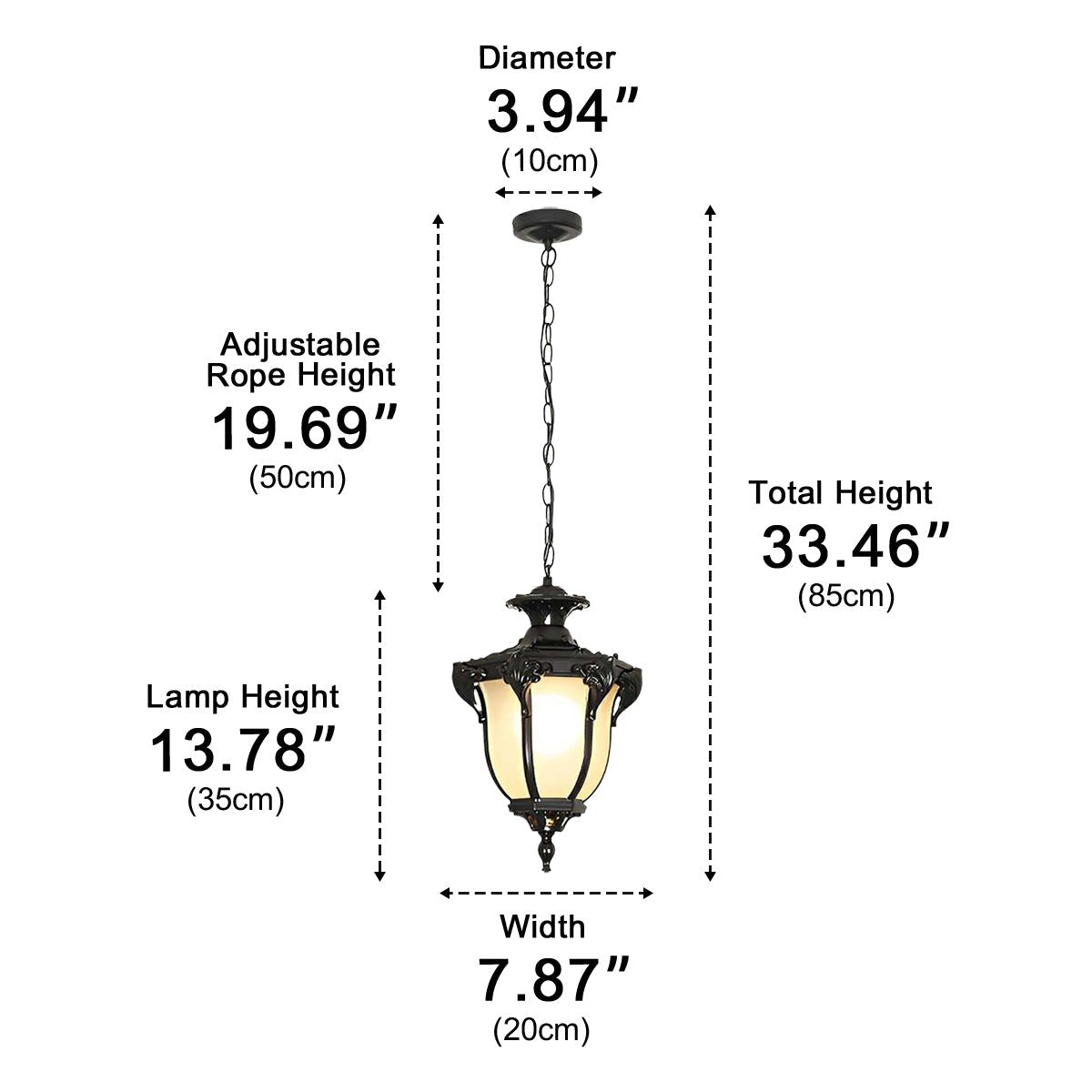 Hanglamp Buiten Glas Waterbestendig LED Vintage Landelijke Stijl Tuin Terras Veranda Balkon Sfeerverlichting | Sulvida