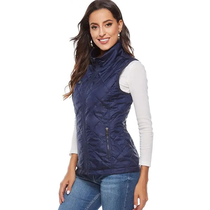 Verwarmbaar Bodywarmer Dames Lichtgewicht Elektrisch Gilet Verstelbare Warmtestanden Zwart Blauw Outdoor | Sulvida