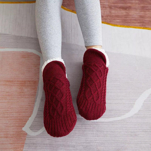 Warme Antislip Thermosokken voor Dames – Zachte Fleece Gripsokken voor Binnen – Comfortabele Wintersokken | Sulvida