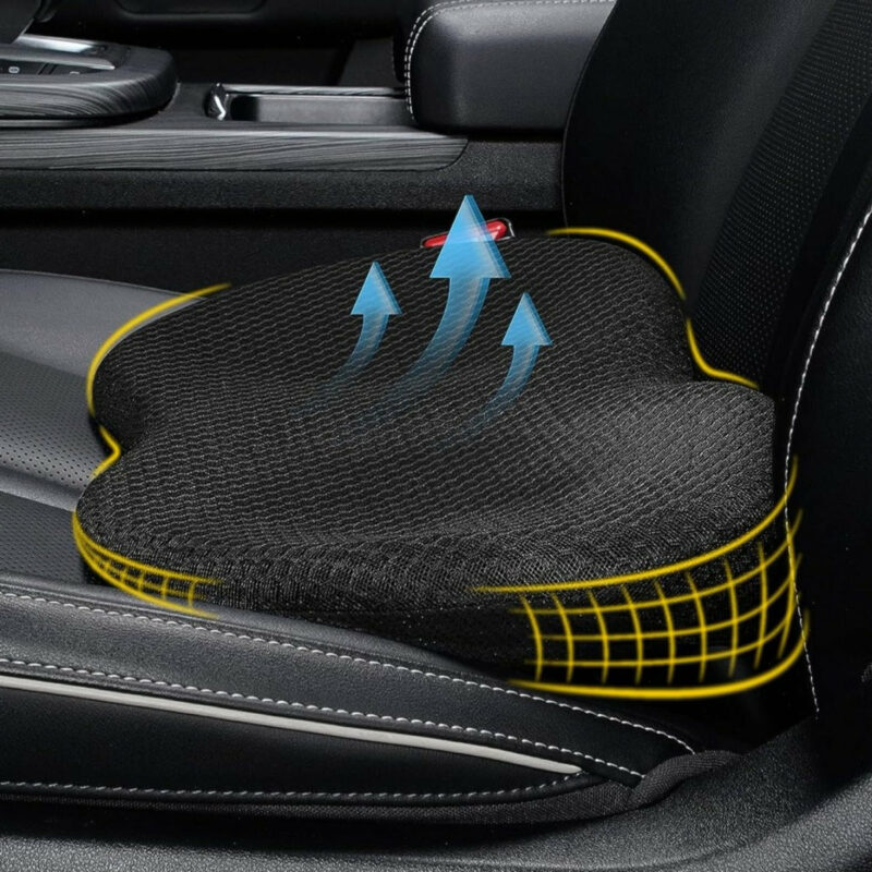 Autostoelkussen voor Kortere Bestuurders – Verhoogkussen met Memory Foam – Ergonomische Zitverhoger voor Auto – Comfort & Rugondersteuning | Sulvida