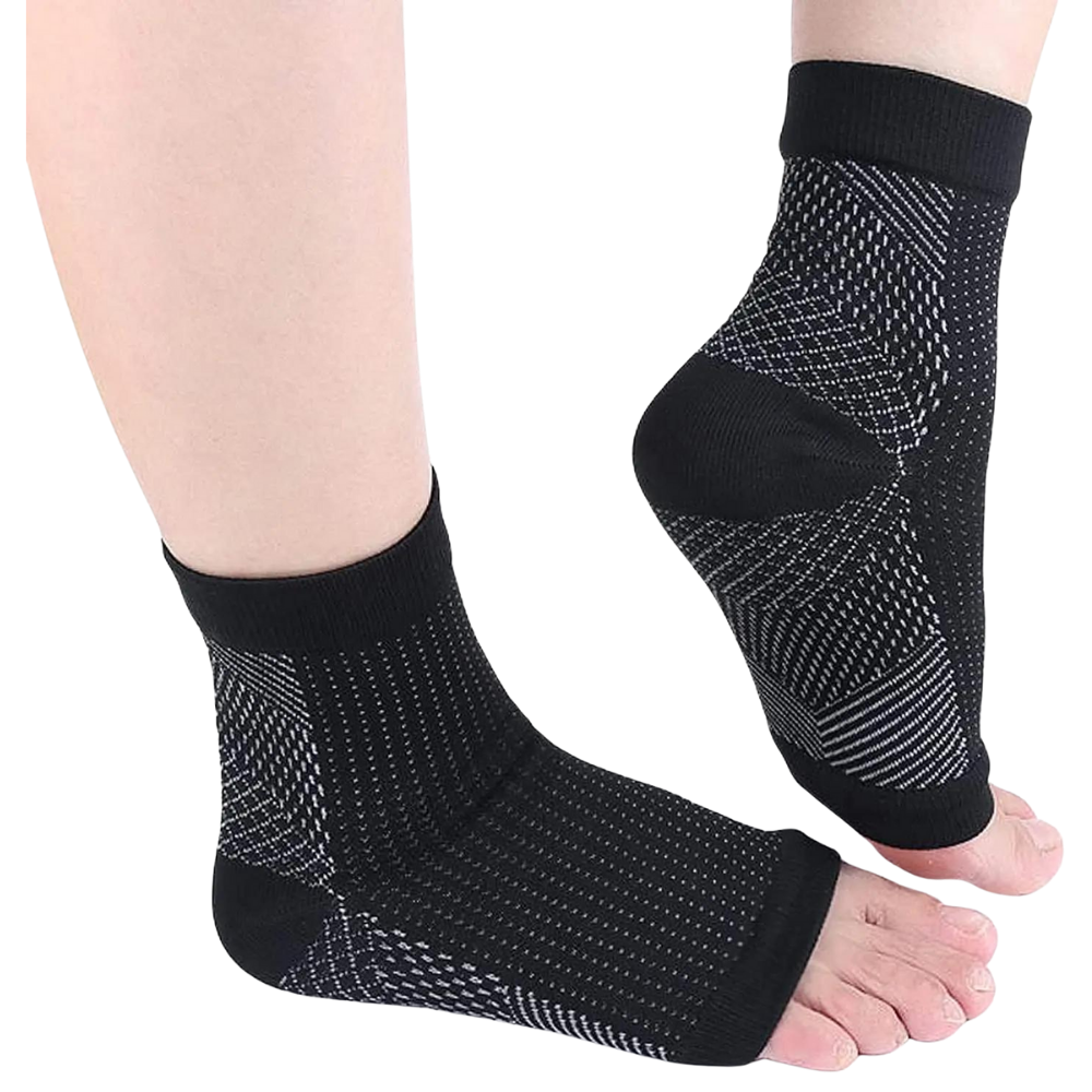 Compressiesokken Open Teen Nylon Zwart Wit Maat S-M L-XL Pijnverlichting Bloedsomloop Plantaire Fascia Steun | Sulvida