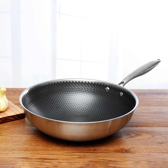 Professionele Koekenpan 28cm RVS Antiaanbaklaag Inductie Vaatwasser Energiezuinig Duurzaam Koken Keuken | Sulvida