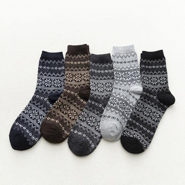 Scandinavische Winterwollen Sokken - Warme Gebreide Sokken met Tijdloos Patroon voor Heren en Dames - Hoge Kwaliteit Wol-Katoenmix - Set van 5 Paar | Sulvida