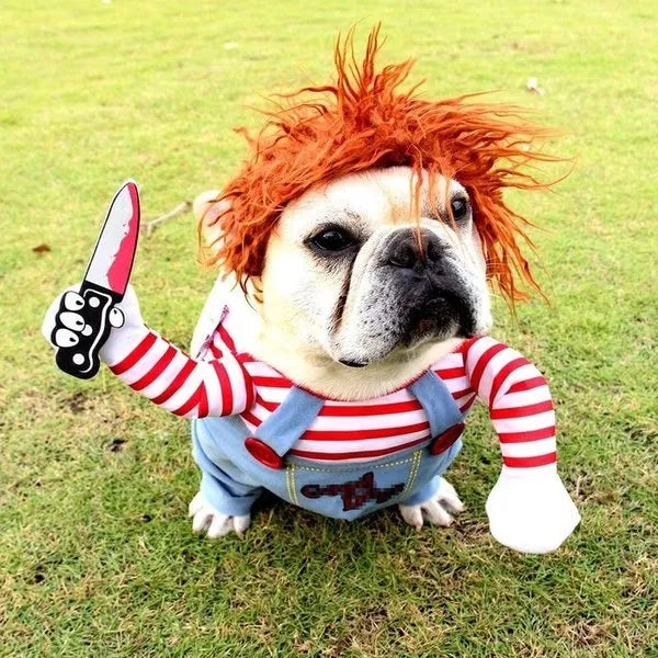 Huisdierkostuum Halloween Horror Doll Transformatie Hond Kat Gestreept Feestoutfit Verkleedkleding XS-XL | Sulvida