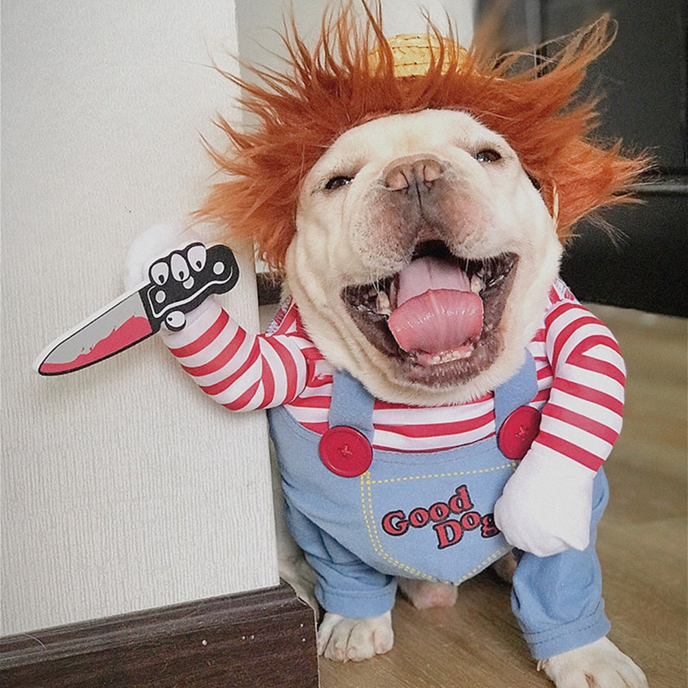 Huisdierkostuum Halloween Horror Doll Transformatie Hond Kat Gestreept Feestoutfit Verkleedkleding XS-XL | Sulvida