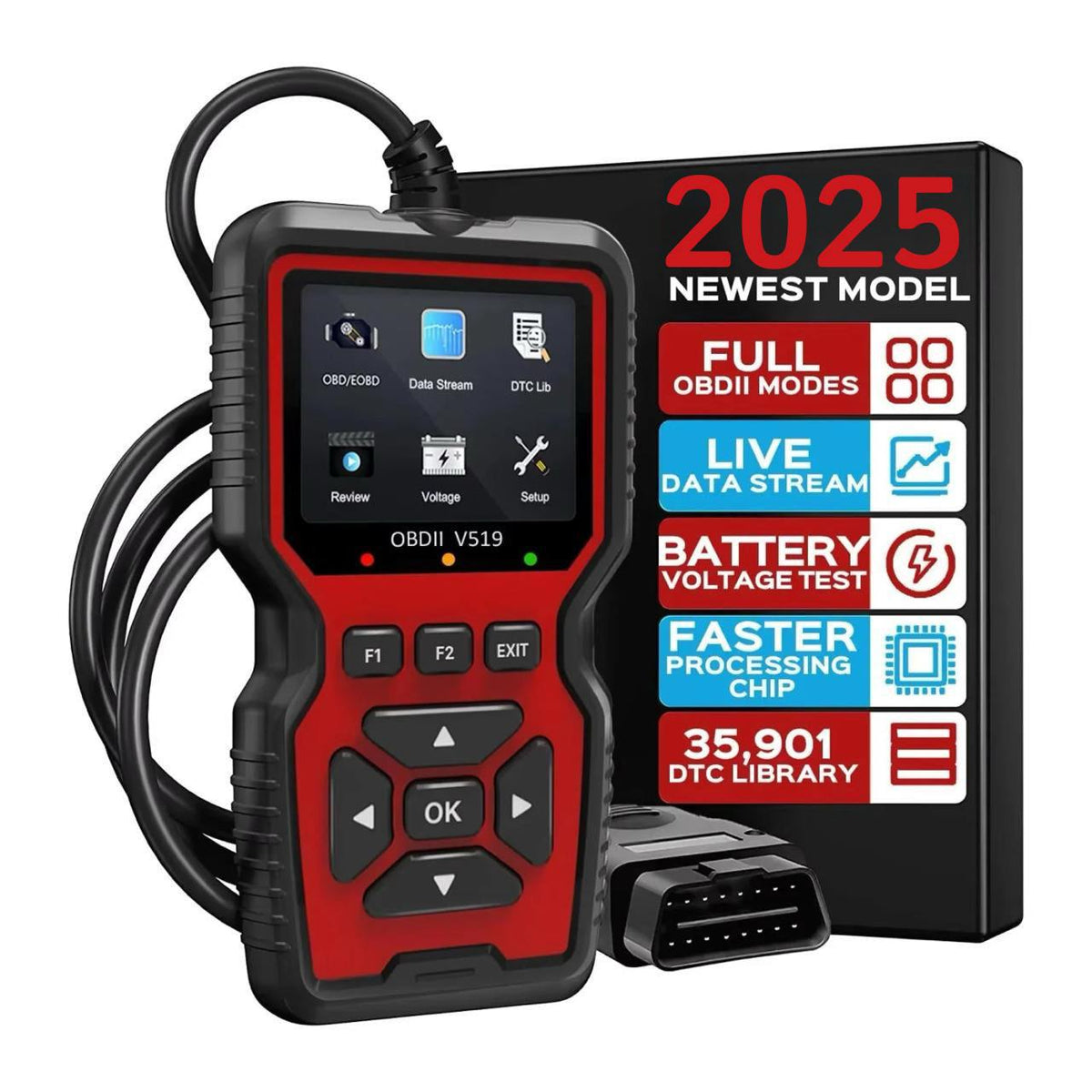 Scanner de diagnostic OBD2 pour voiture avec base de données de 35 000 codes défaut, lecture des données en direct, effacement des codes défaut et diagnostic du véhicule | Sulvida