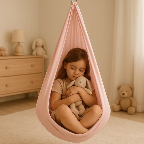 Tube suspendu en coton pour enfants – Espace sensoriel apaisant pour la détente, le mouvement, la motricité et le jeu à la maison | Sulvida