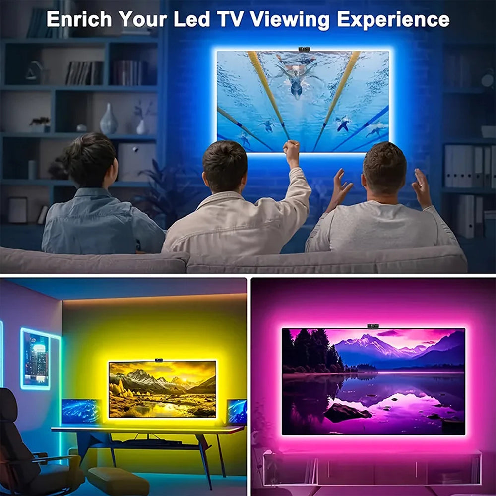 Bande LED de rétroéclairage TV RGBIC, 30 LED/m, synchronisation par caméra aux couleurs de l’écran, éclairage d’ambiance gaming pour TV de 55-75 pouces | Sulvida