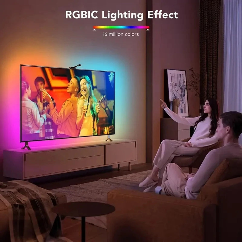 Bande LED de rétroéclairage TV RGBIC, 30 LED/m, synchronisation par caméra aux couleurs de l’écran, éclairage d’ambiance gaming pour TV de 55-75 pouces | Sulvida