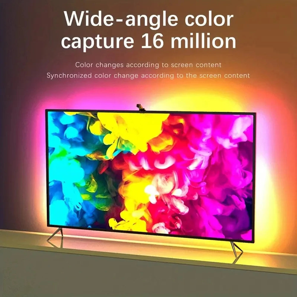 Bande LED de rétroéclairage TV RGBIC, 30 LED/m, synchronisation par caméra aux couleurs de l’écran, éclairage d’ambiance gaming pour TV de 55-75 pouces | Sulvida
