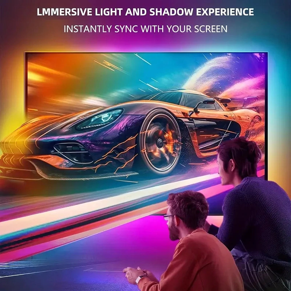 Bande LED de rétroéclairage TV RGBIC, 30 LED/m, synchronisation par caméra aux couleurs de l’écran, éclairage d’ambiance gaming pour TV de 55-75 pouces | Sulvida