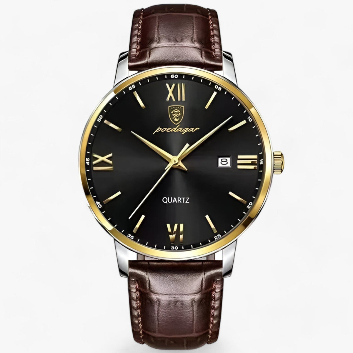Herenhorloge met Leren Band Luxe Quartz Uurwerk Elegant Universeel Polshorloge Dagelijks Professioneel | Sulvida