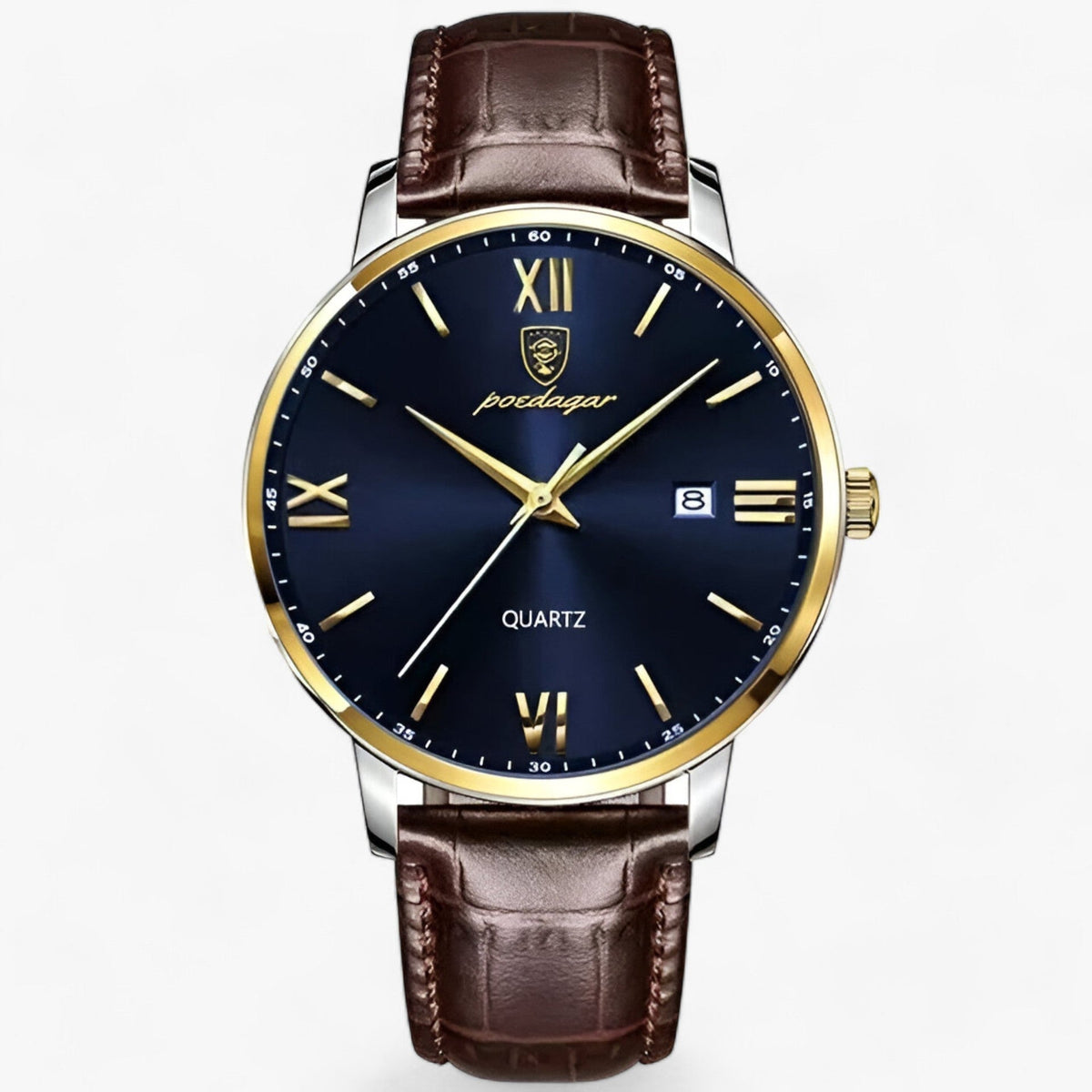 Herenhorloge met Leren Band Luxe Quartz Uurwerk Elegant Universeel Polshorloge Dagelijks Professioneel | Sulvida
