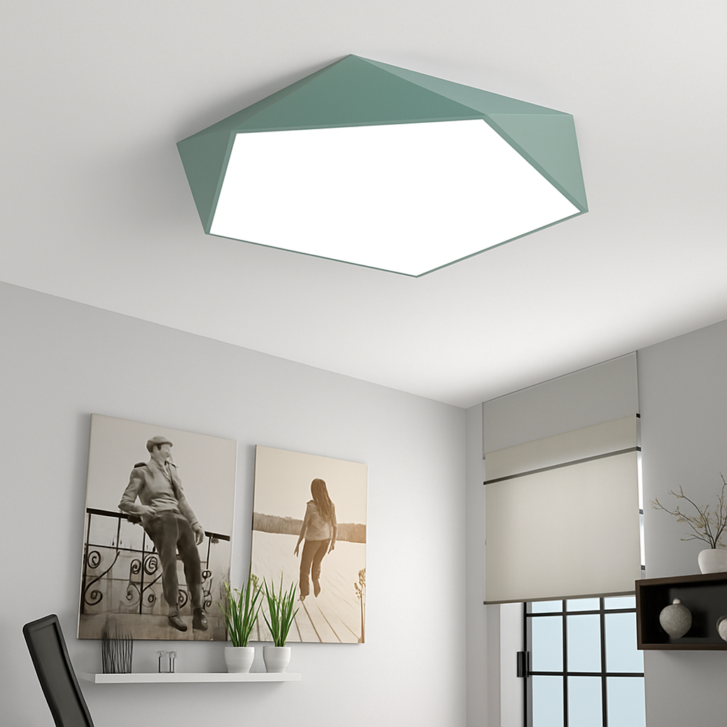 Geometrische LED Plafondlamp met Kleur Metalen Frame Modern Design Dimbaar Verlichting Eetkamer Slaapkamer | Sulvida