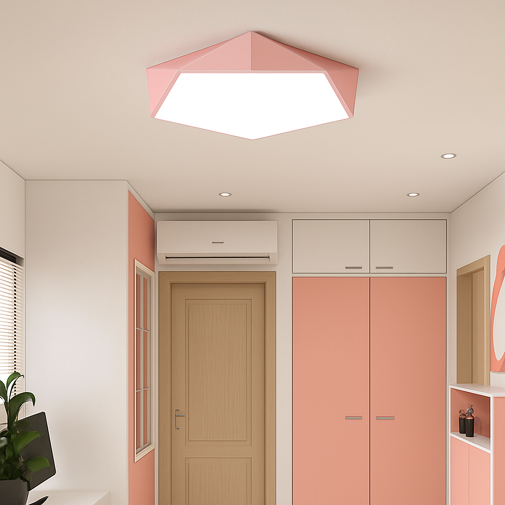 Geometrische LED Plafondlamp met Kleur Metalen Frame Modern Design Dimbaar Verlichting Eetkamer Slaapkamer | Sulvida