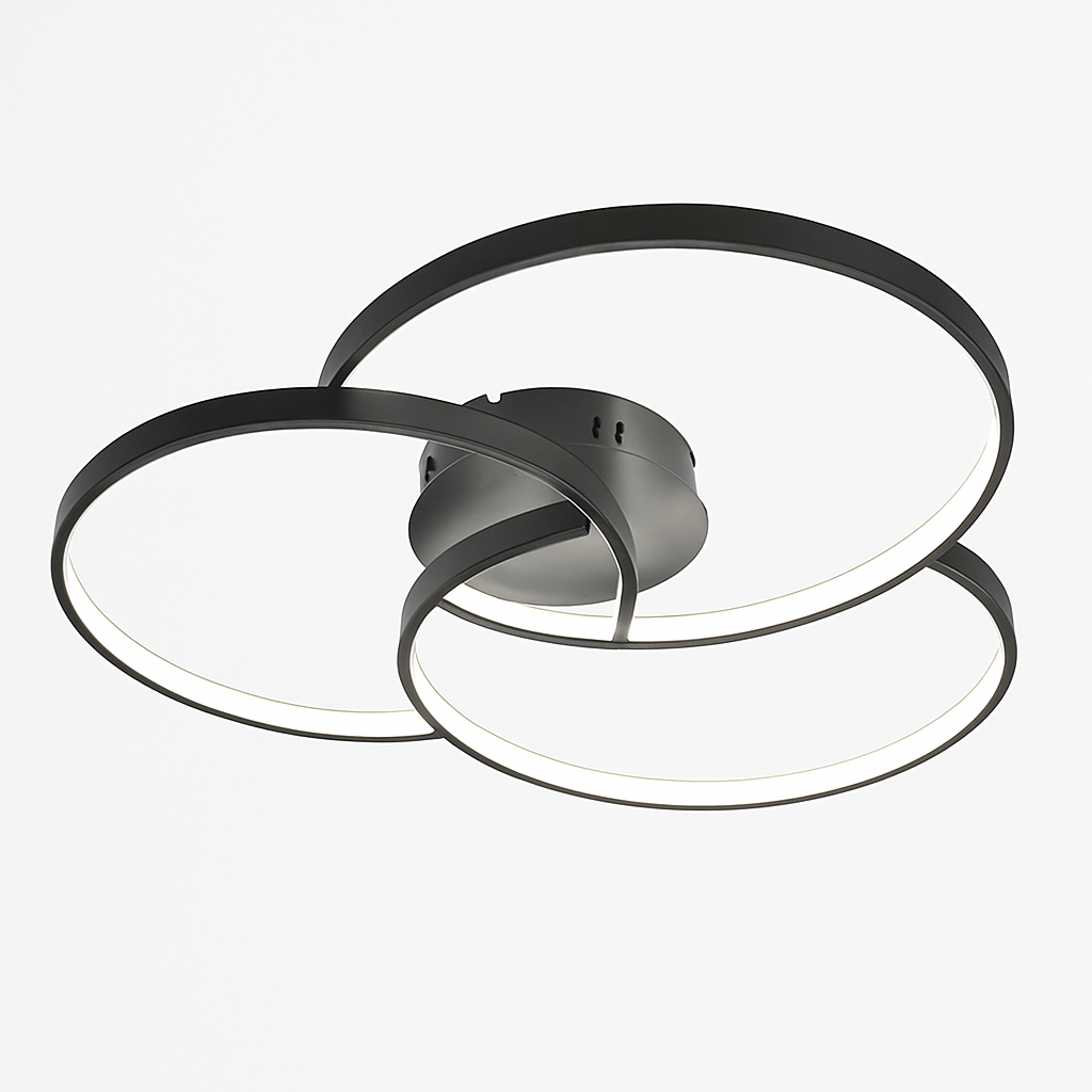 Design Plafondlamp LED Drie Cirkels Zwart Dimbaar Acryl Metaal Woonkamer Eetkamer Slaapkamer 58-90cm | Sulvida