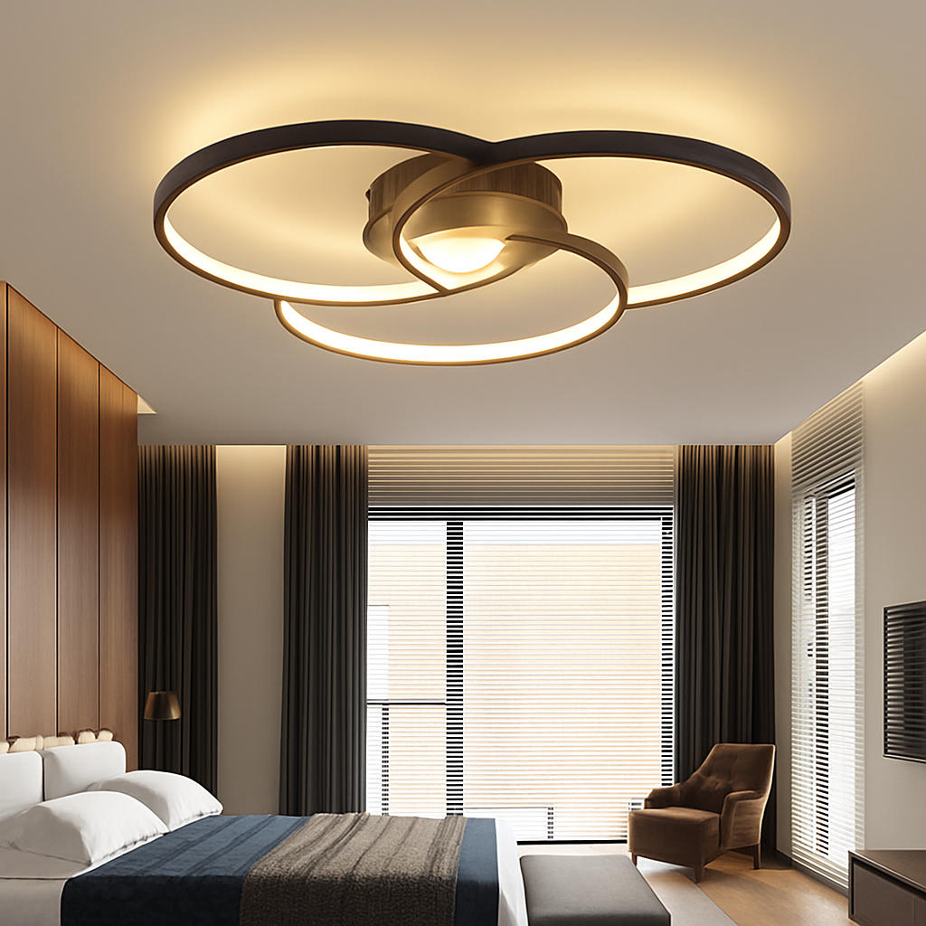 Design Plafondlamp LED Drie Cirkels Zwart Dimbaar Acryl Metaal Woonkamer Eetkamer Slaapkamer 58-90cm | Sulvida