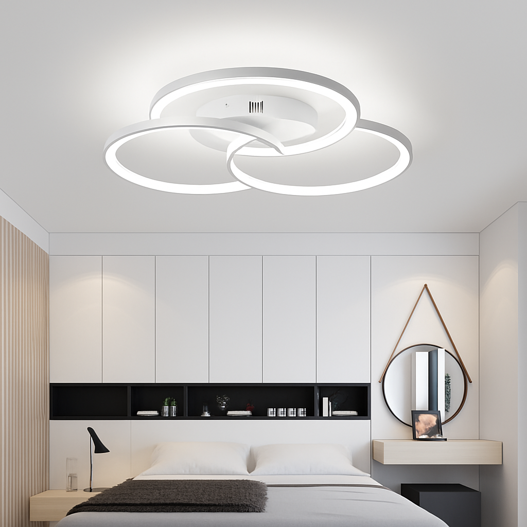 Design Plafondlamp LED Drie Cirkels Zwart Dimbaar Acryl Metaal Woonkamer Eetkamer Slaapkamer 58-90cm | Sulvida