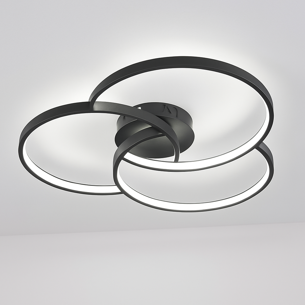 Design Plafondlamp LED Drie Cirkels Zwart Dimbaar Acryl Metaal Woonkamer Eetkamer Slaapkamer 58-90cm | Sulvida
