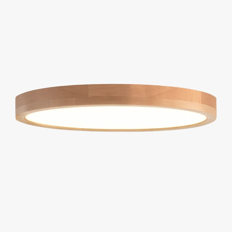 Lampe de plafond LED ronde en bois, design naturel ultrafin, à intensité réglable, éclairage moderne 30-60 cm, salon | Sulvida