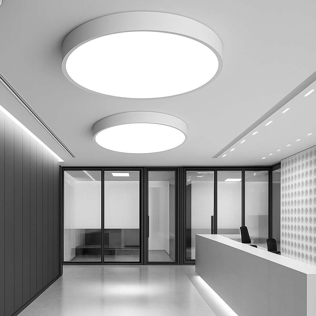 LED plafondlamp rond en ultra plat modern design zwart wit verkrijgbaar in vijf diameters voor woonkamer en slaapkamer | Sulvida