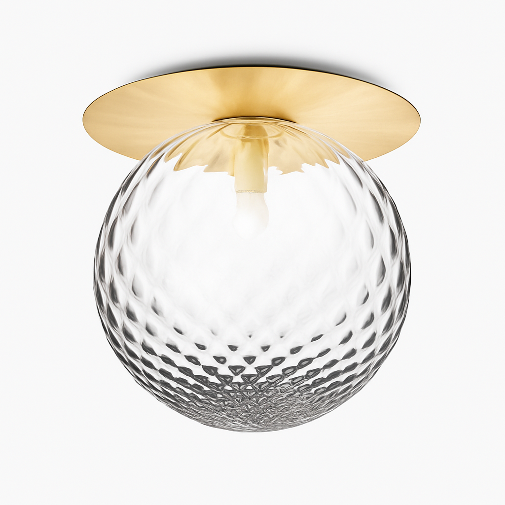 Ronde Plafondlamp Goud met Glazen Bol 2 Lichtpunten Modern Design Woonkamer en Slaapkamer LED Inclusief | Sulvida