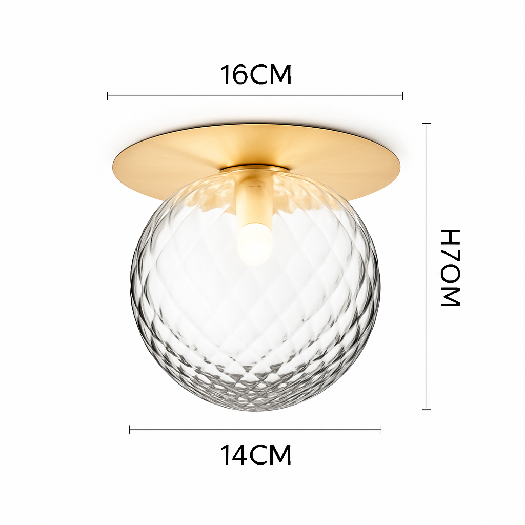 Ronde Plafondlamp Goud met Glazen Bol 2 Lichtpunten Modern Design Woonkamer en Slaapkamer LED Inclusief | Sulvida
