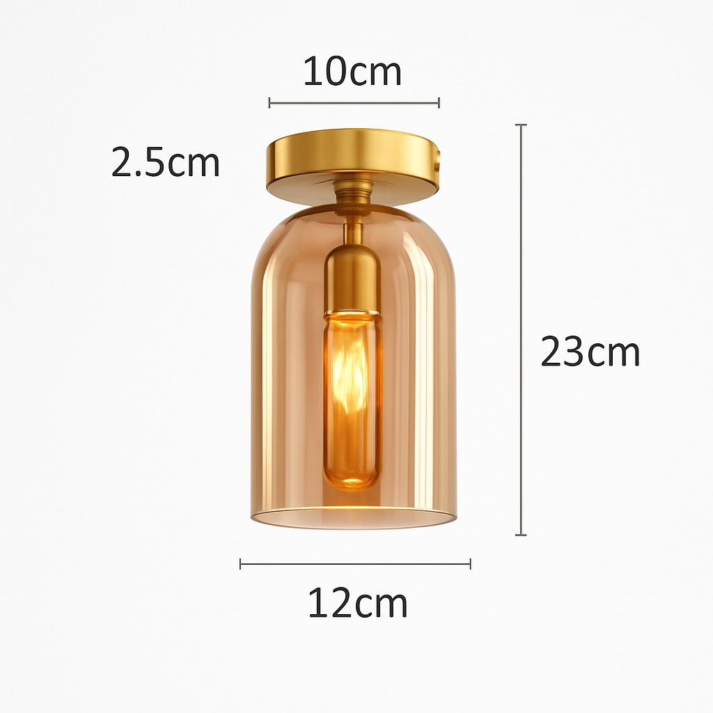 Glazen Plafondlamp LED Modern Cognac Grijs Design Woonkamer Slaapkamer Gang Luchtig Stijlvol Interieur | Sulvida