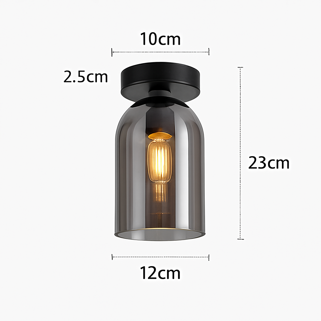 Glazen Plafondlamp LED Modern Cognac Grijs Design Woonkamer Slaapkamer Gang Luchtig Stijlvol Interieur | Sulvida